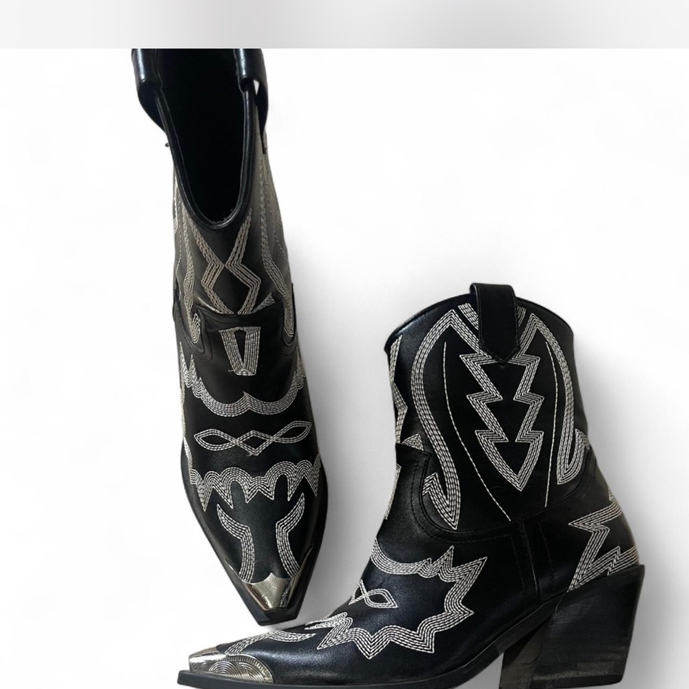 Billini Black and Silver Heeled Boots with Western Flair